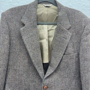 Dobbshire Custom Tailored Wool Tweed Blazer Men 40S Brown Plaid USA Made
